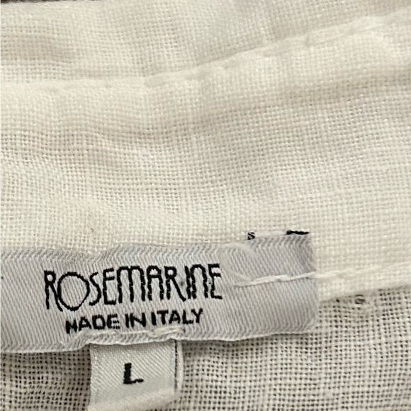 Rosemarine Italy White 100% Linen Button Front Tunic Top Size Large Tab Sleeves - Picture 9 of 9